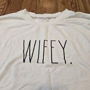 Rae Dunn Wifey Sweatshirt White Pullover Crew Neck Top Bride Classic Casual  XL